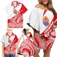 Personalised Tahiti Va'a Race Family Matching Off Shoulder Short Dress and Hawaiian Shirt Polynesian Tattoos Sporty Style - Polynesian Pride