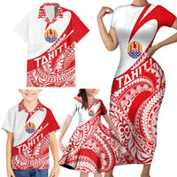 Personalised Tahiti Va'a Race Family Matching Short Sleeve Bodycon Dress and Hawaiian Shirt Polynesian Tattoos Sporty Style - Polynesian Pride