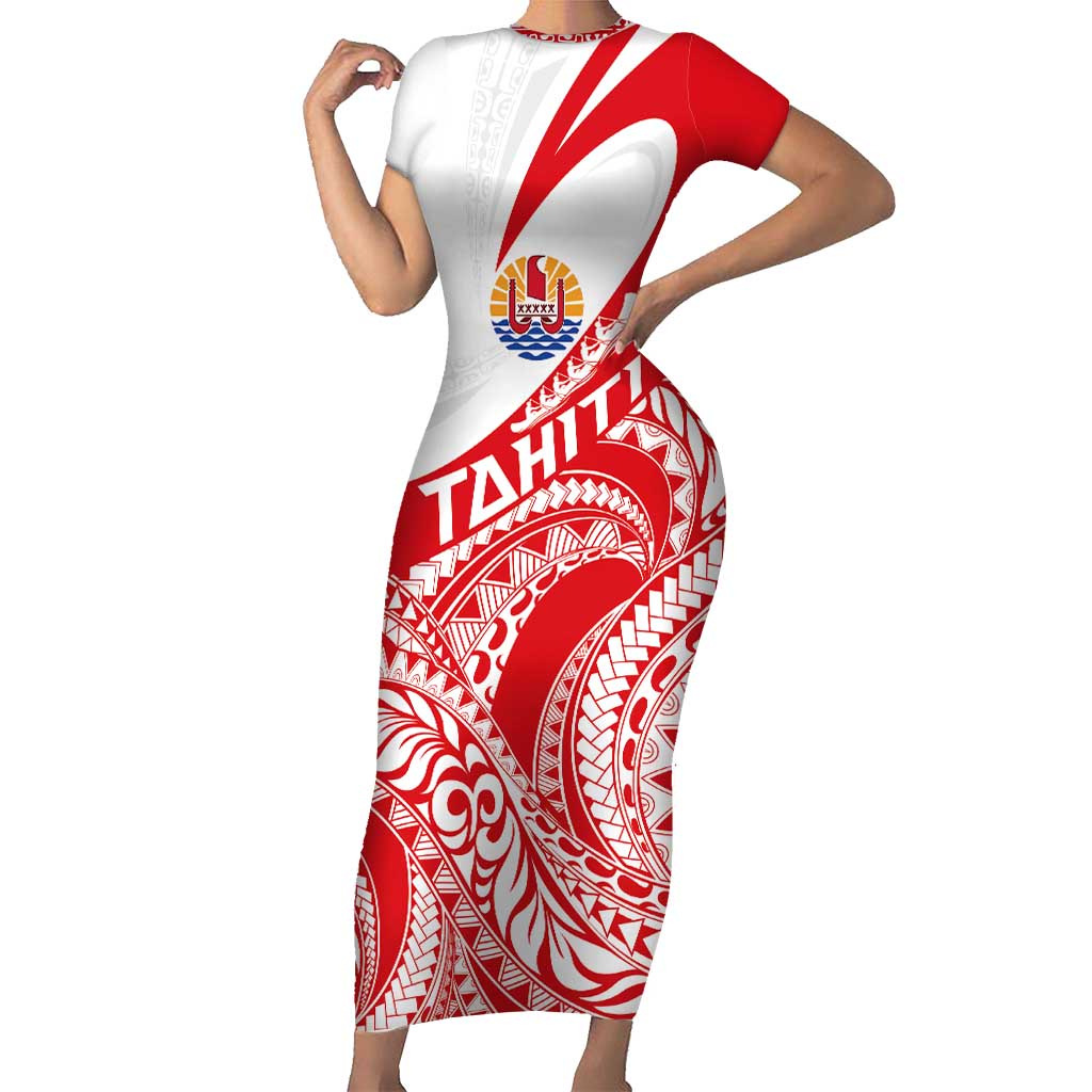 Personalised Tahiti Va'a Race Family Matching Short Sleeve Bodycon Dress and Hawaiian Shirt Polynesian Tattoos Sporty Style - Polynesian Pride