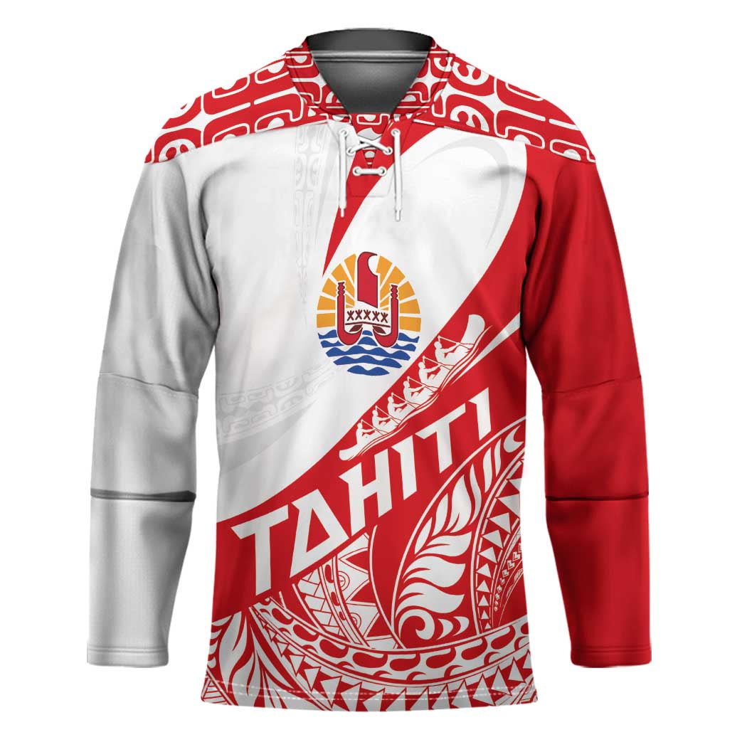 Personalised Tahiti Va'a Race Hockey Jersey Polynesian Tattoos Sporty Style - Polynesian Pride