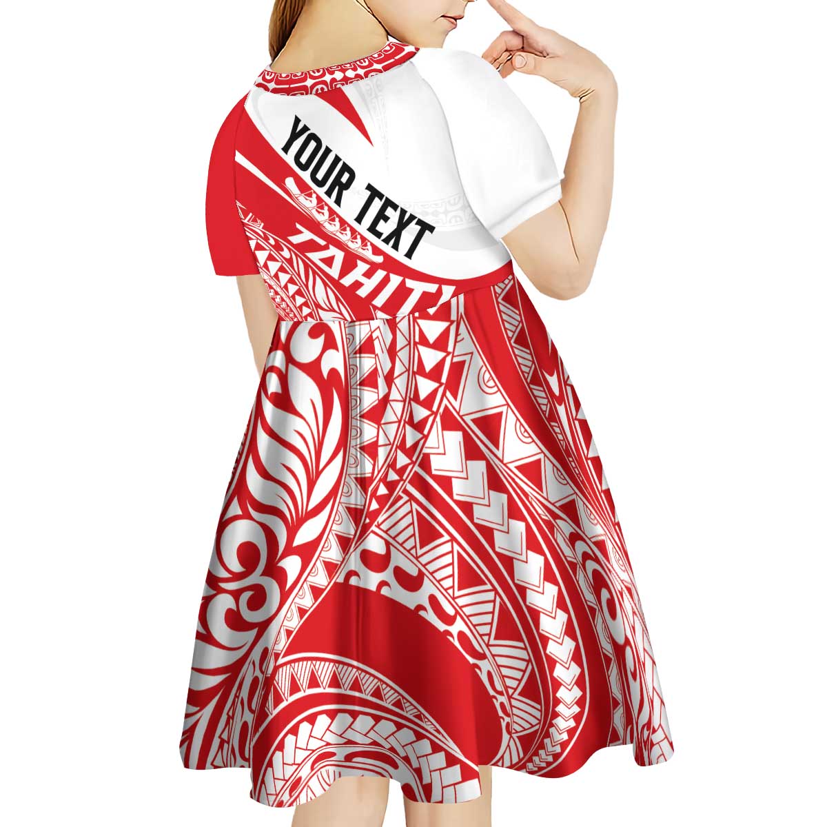 Personalised Tahiti Va'a Race Kid Short Sleeve Dress Polynesian Tattoos Sporty Style - Polynesian Pride