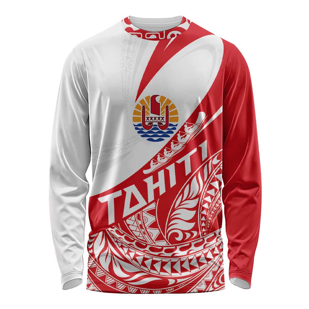 Personalised Tahiti Va'a Race Long Sleeve Shirt Polynesian Tattoos Sporty Style - Polynesian Pride