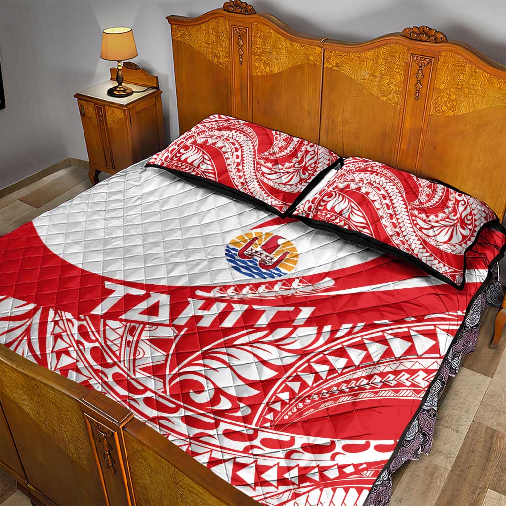 Tahiti Va'a Race Quilt Bed Set Polynesian Tattoos Sporty Style - Polynesian Pride