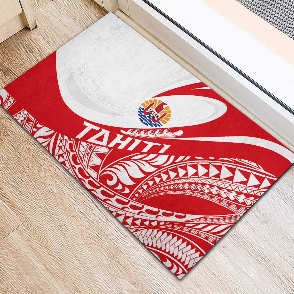 Tahiti Va'a Race Rubber Doormat Polynesian Tattoos Sporty Style - Polynesian Pride