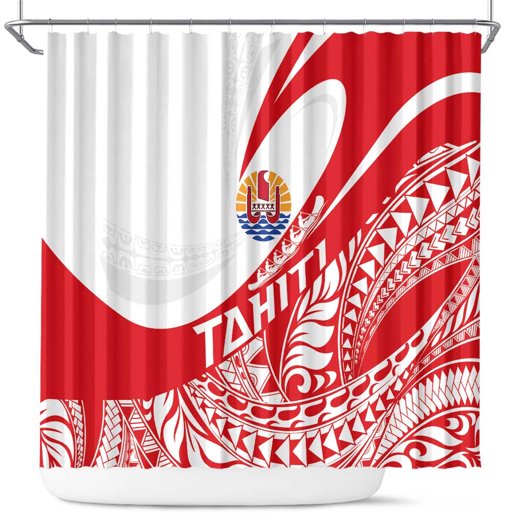 Tahiti Va'a Race Shower Curtain Polynesian Tattoos Sporty Style - Polynesian Pride
