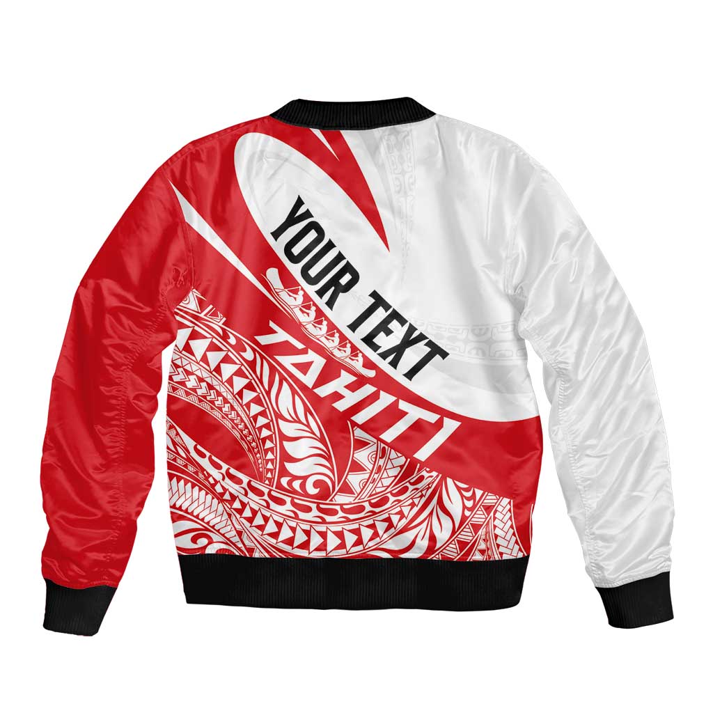 Personalised Tahiti Va'a Race Sleeve Zip Bomber Jacket Polynesian Tattoos Sporty Style - Polynesian Pride