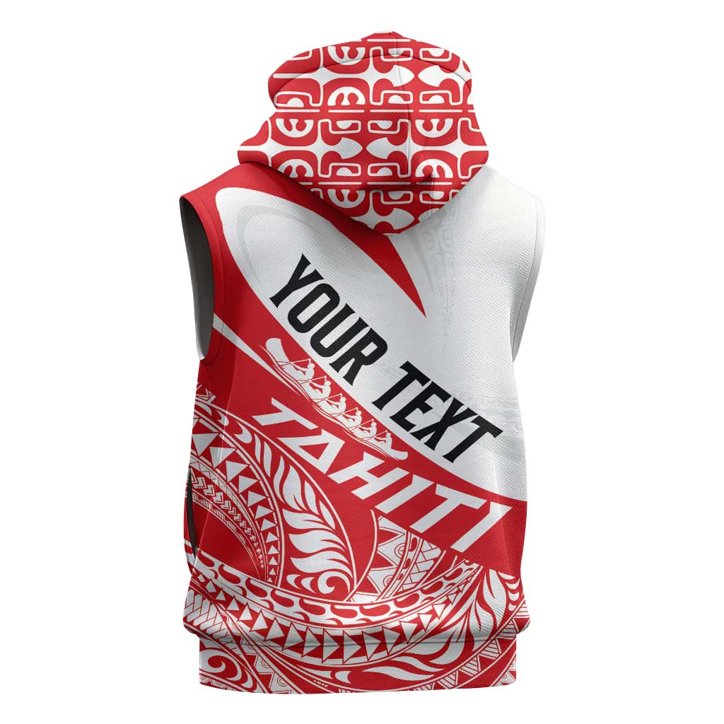 Personalised Tahiti Va'a Race Sleeveless Zip Hoodie Polynesian Tattoos Sporty Style - Polynesian Pride