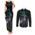 Custom Pukeko New Zealand Couples Matching Tank Maxi Dress and Long Sleeve Button Shirt Koru Papua Shell with Silver Fern Pattern LT03 Black - Polynesian Pride