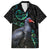 Custom Pukeko New Zealand Family Matching Long Sleeve Bodycon Dress and Hawaiian Shirt Koru Papua Shell with Silver Fern Pattern LT03 Dad's Shirt - Short Sleeve Black - Polynesian Pride