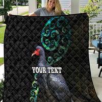 Custom Pukeko New Zealand Quilt Koru Papua Shell with Silver Fern Pattern LT03 Black - Polynesian Pride