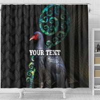 Custom Pukeko New Zealand Shower Curtain Koru Papua Shell with Silver Fern Pattern LT03 - Polynesian Pride