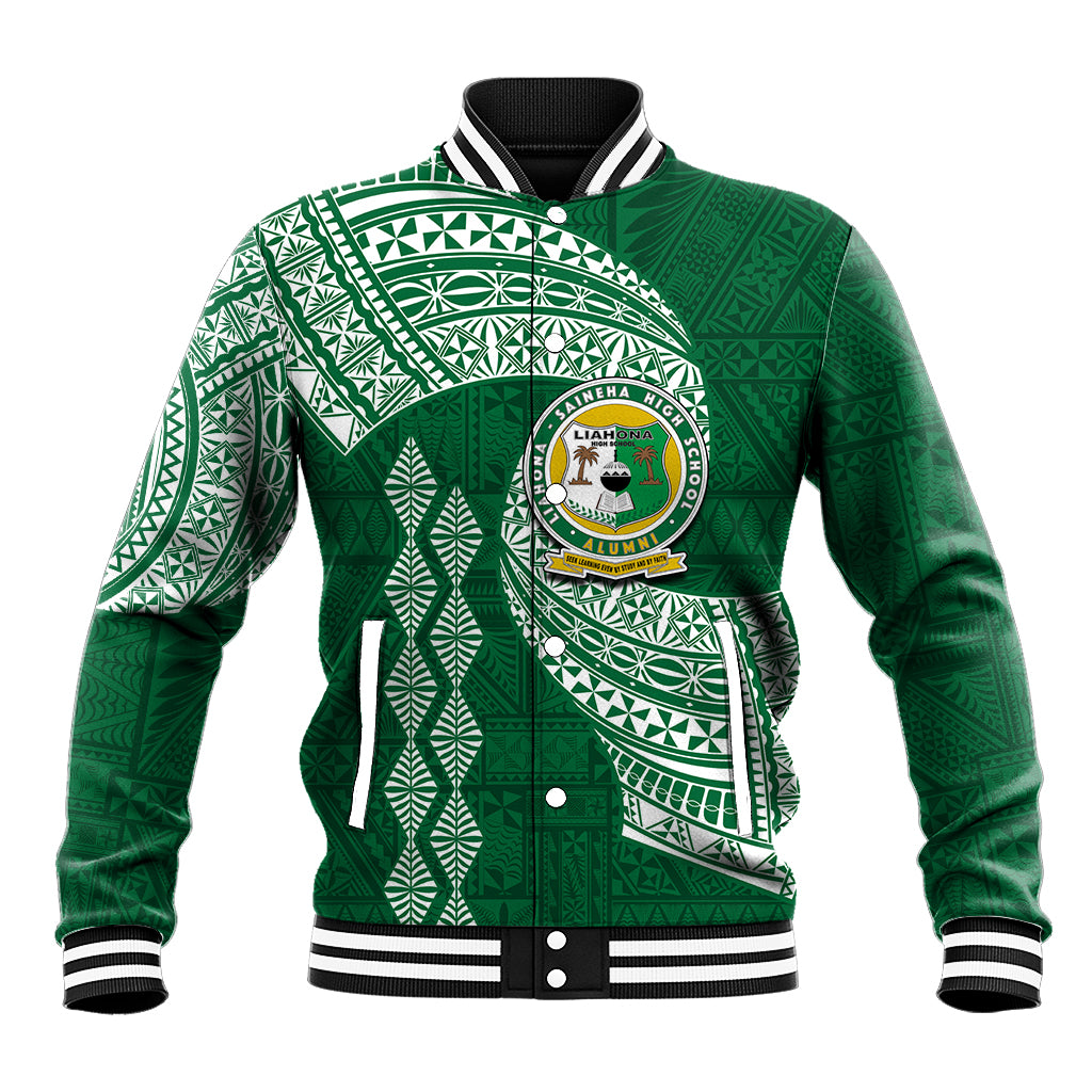 Tonga Lahaina High School Baseball Jacket Traditional Ngatu and Polynesian Pattern LT03 Unisex Green - Polynesian Pride