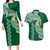 Tonga Lahaina High School Couples Matching Long Sleeve Bodycon Dress and Hawaiian Shirt Traditional Ngatu and Polynesian Pattern LT03 Green - Polynesian Pride