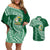 Tonga Lahaina High School Couples Matching Off Shoulder Short Dress and Hawaiian Shirt Traditional Ngatu and Polynesian Pattern LT03 Green - Polynesian Pride