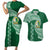 Tonga Lahaina High School Couples Matching Short Sleeve Bodycon Dress and Hawaiian Shirt Traditional Ngatu and Polynesian Pattern LT03 Green - Polynesian Pride