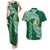 Tonga Lahaina High School Couples Matching Tank Maxi Dress and Hawaiian Shirt Traditional Ngatu and Polynesian Pattern LT03 Green - Polynesian Pride