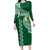 Tonga Lahaina High School Family Matching Long Sleeve Bodycon Dress and Hawaiian Shirt Traditional Ngatu and Polynesian Pattern LT03 Mom's Dress Green - Polynesian Pride