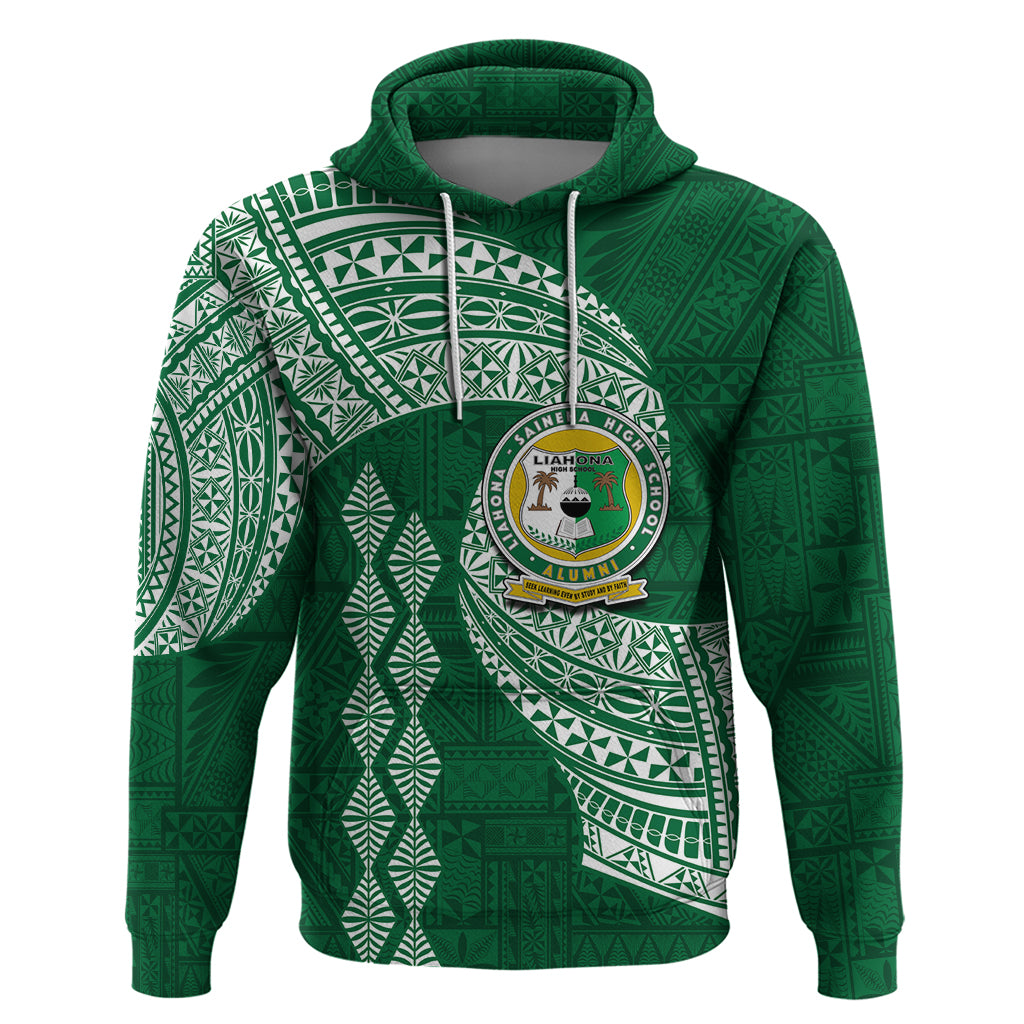 Tonga Lahaina High School Hoodie Traditional Ngatu and Polynesian Pattern LT03 Pullover Hoodie Green - Polynesian Pride