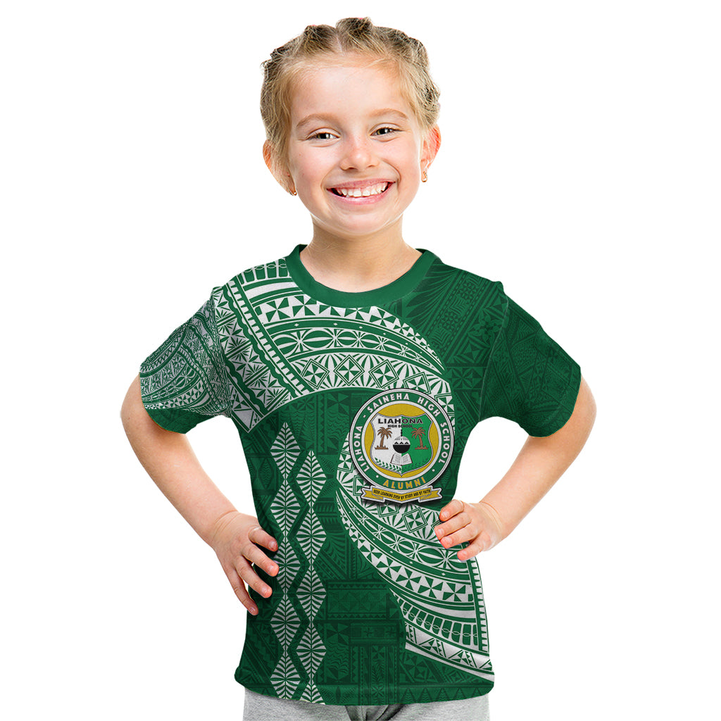 Tonga Lahaina High School Kid T Shirt Traditional Ngatu and Polynesian Pattern LT03 Green - Polynesian Pride