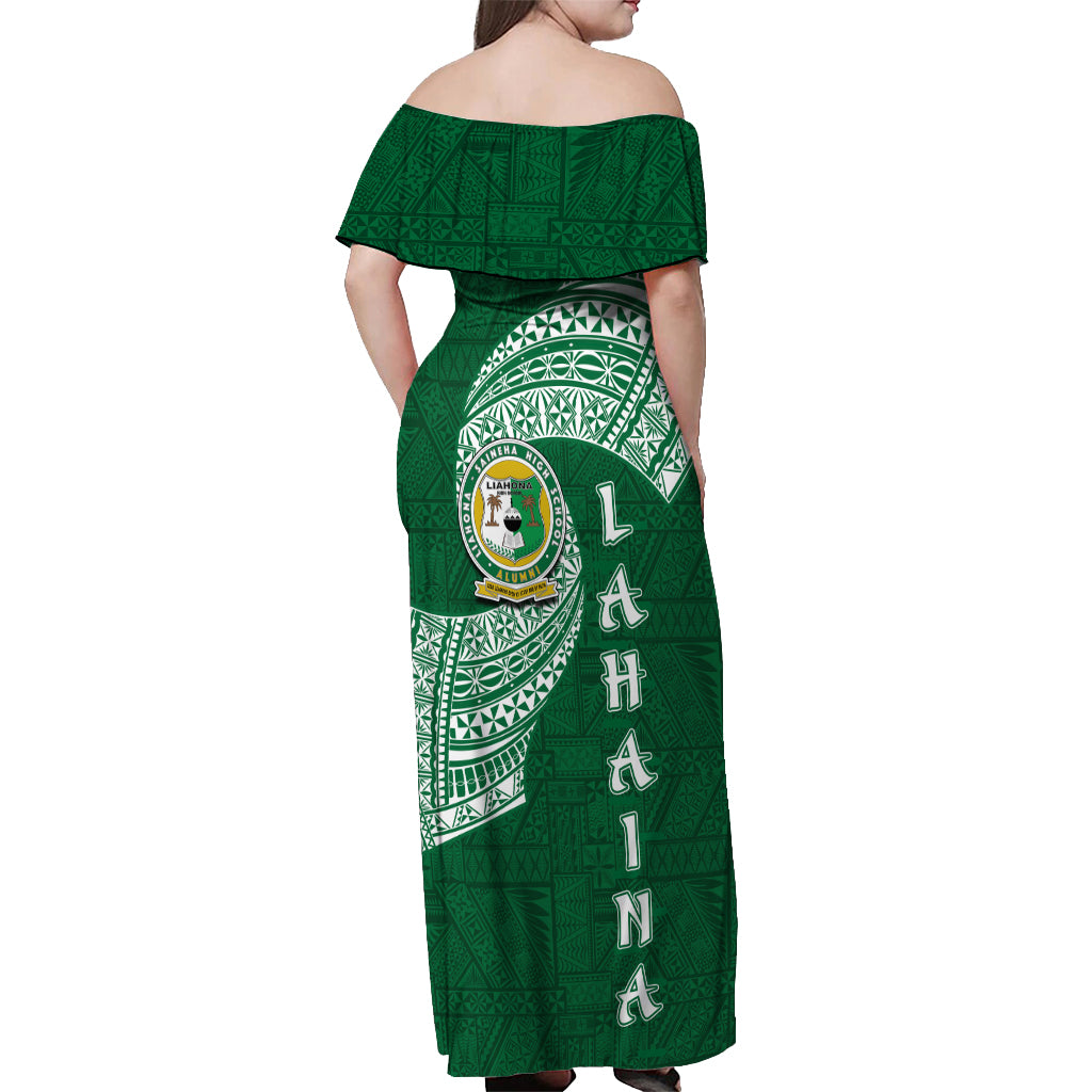 Tonga Lahaina High School Off Shoulder Maxi Dress Traditional Ngatu and Polynesian Pattern LT03 - Polynesian Pride