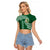 Tonga Lahaina High School Raglan Cropped T Shirt Traditional Ngatu and Polynesian Pattern LT03 Female Green - Polynesian Pride