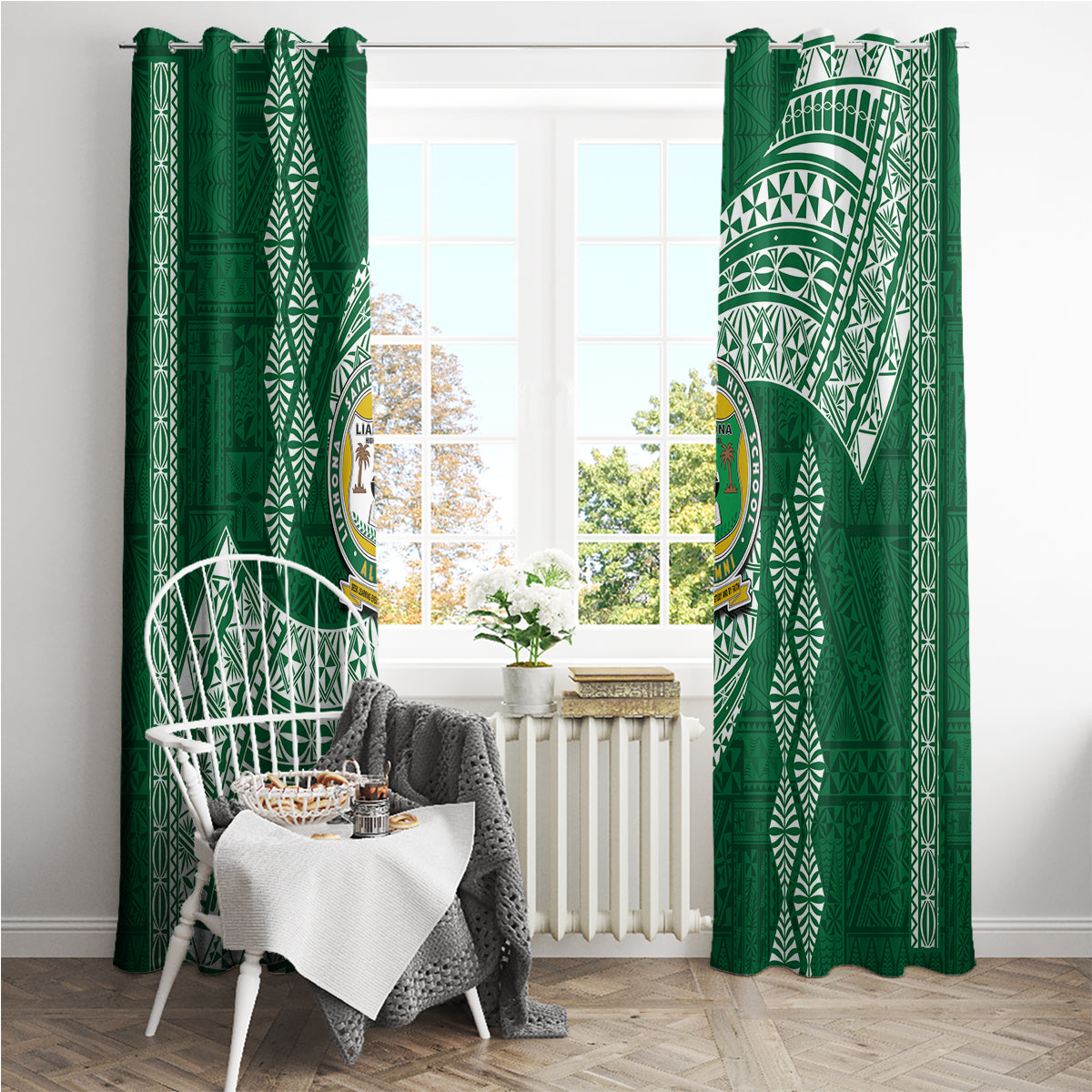 Tonga Lahaina High School Window Curtain Traditional Ngatu and Polynesian Pattern LT03 - Polynesian Pride