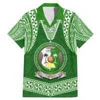 Tonga Liahona High School Family Matching Mermaid Dress and Hawaiian Shirt Traditional Ngatu and Polynesian Pattern LT03 Dad's Shirt - Short Sleeve Green - Polynesian Pride