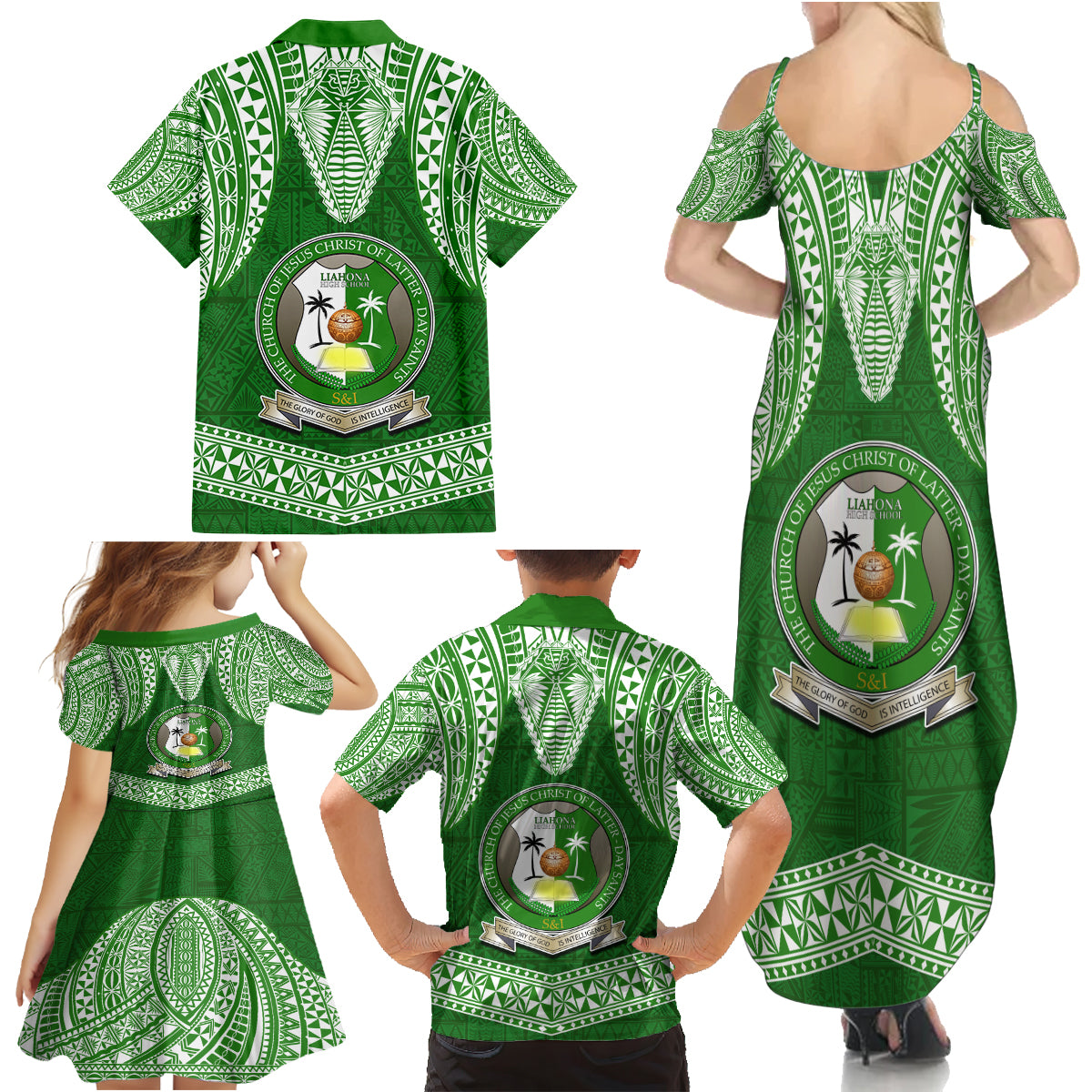 Tonga Liahona High School Family Matching Summer Maxi Dress and Hawaiian Shirt Traditional Ngatu and Polynesian Pattern LT03 - Polynesian Pride