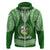 Tonga Liahona High School Hoodie Traditional Ngatu and Polynesian Pattern LT03 Zip Hoodie Green - Polynesian Pride