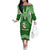 Tonga Liahona High School Off The Shoulder Long Sleeve Dress Traditional Ngatu and Polynesian Pattern LT03 Women Green - Polynesian Pride