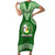 Tonga Liahona High School Short Sleeve Bodycon Dress Traditional Ngatu and Polynesian Pattern LT03 Long Dress Green - Polynesian Pride