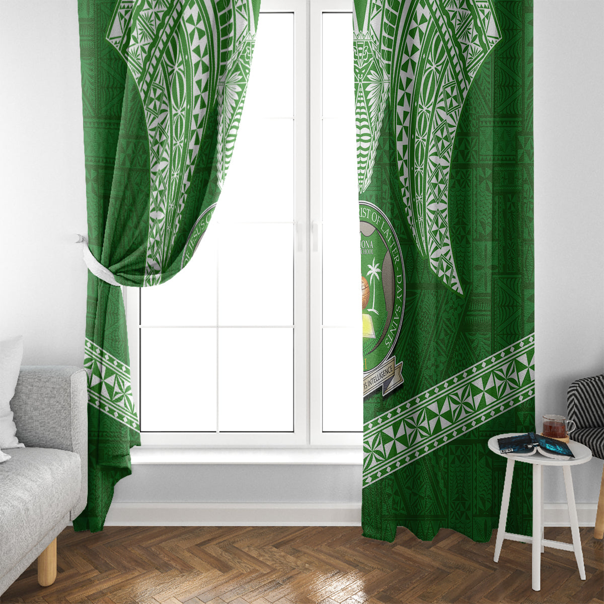Tonga Liahona High School Window Curtain Traditional Ngatu and Polynesian Pattern LT03 - Polynesian Pride
