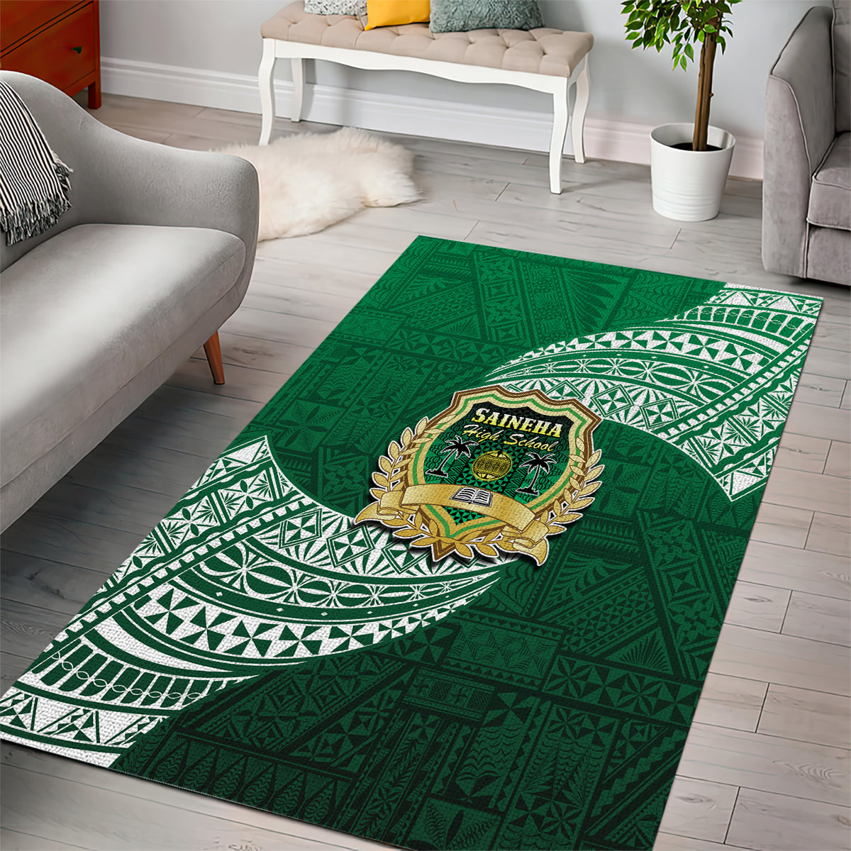 Tonga Saineha High School Area Rug Traditional Ngatu and Polynesian Pattern LT03 - Polynesian Pride