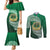 Tonga Saineha High School Couples Matching Mermaid Dress and Long Sleeve Button Shirt Traditional Ngatu and Polynesian Pattern LT03 Green - Polynesian Pride