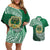 Tonga Saineha High School Couples Matching Off Shoulder Short Dress and Hawaiian Shirt Traditional Ngatu and Polynesian Pattern LT03 Green - Polynesian Pride