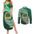 Tonga Saineha High School Couples Matching Summer Maxi Dress and Long Sleeve Button Shirt Traditional Ngatu and Polynesian Pattern LT03 Green - Polynesian Pride