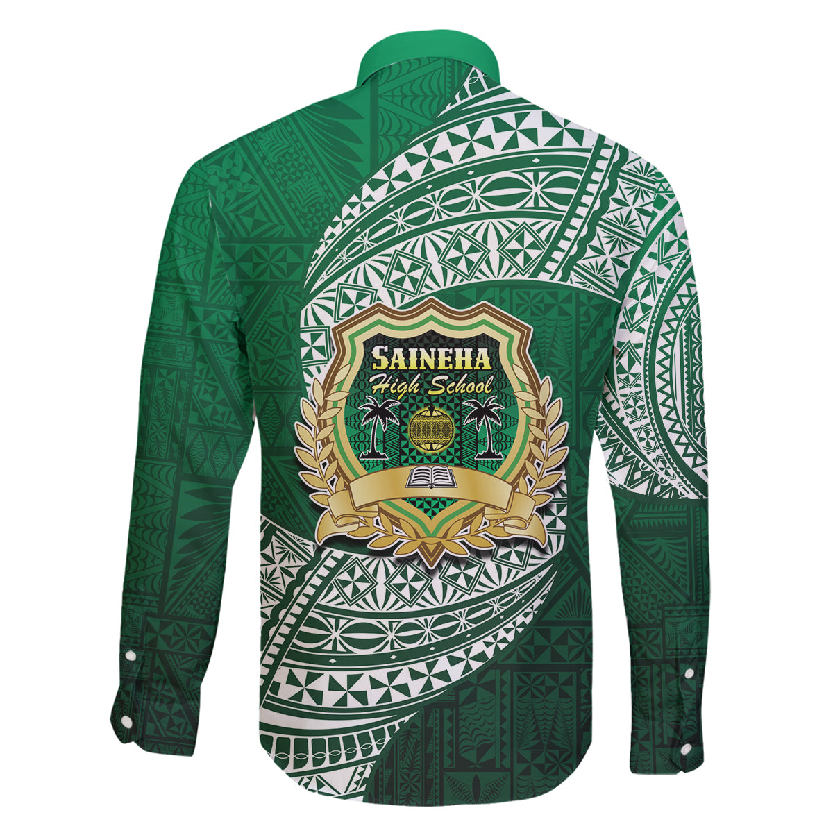 Tonga Saineha High School Family Matching Off Shoulder Short Dress and Hawaiian Shirt Traditional Ngatu and Polynesian Pattern LT03 - Polynesian Pride