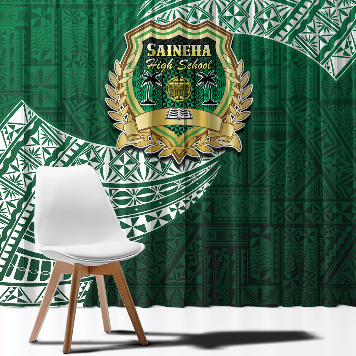 Tonga Saineha High School Window Curtain Traditional Ngatu and Polynesian Pattern LT03 - Polynesian Pride