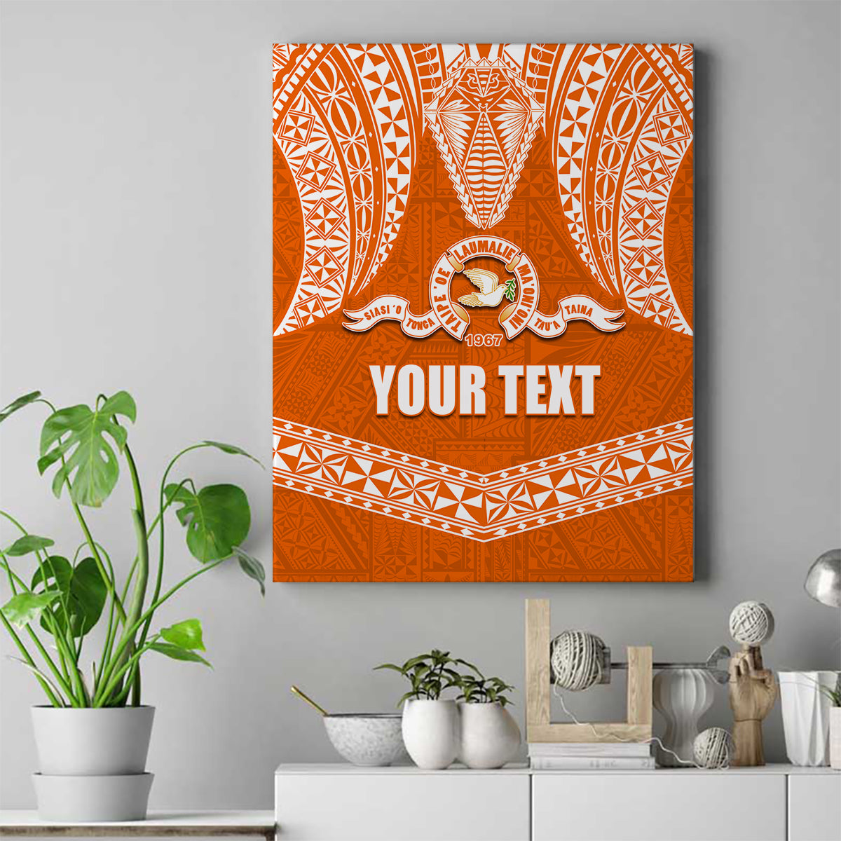 Tonga Tailulu College Canvas Wall Art Traditional Ngatu and Polynesian Pattern LT03 Orange - Polynesian Pride