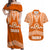 Tonga Tailulu College Couples Matching Off Shoulder Maxi Dress and Hawaiian Shirt Traditional Ngatu and Polynesian Pattern LT03 Orange - Polynesian Pride