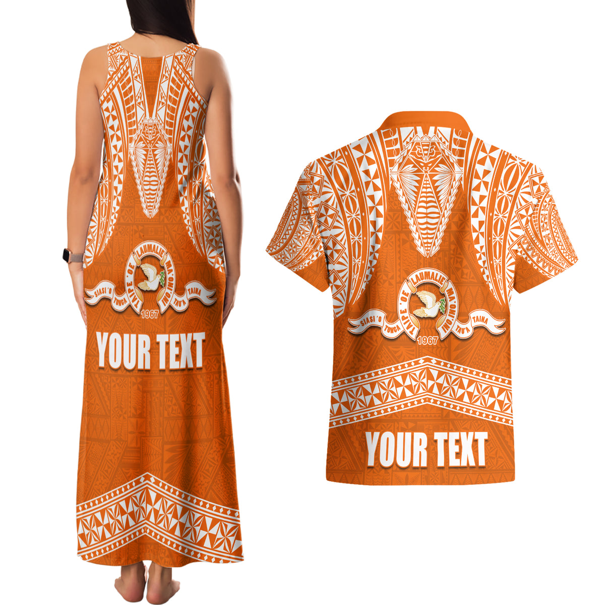 Tonga Tailulu College Couples Matching Tank Maxi Dress and Hawaiian Shirt Traditional Ngatu and Polynesian Pattern LT03 - Polynesian Pride