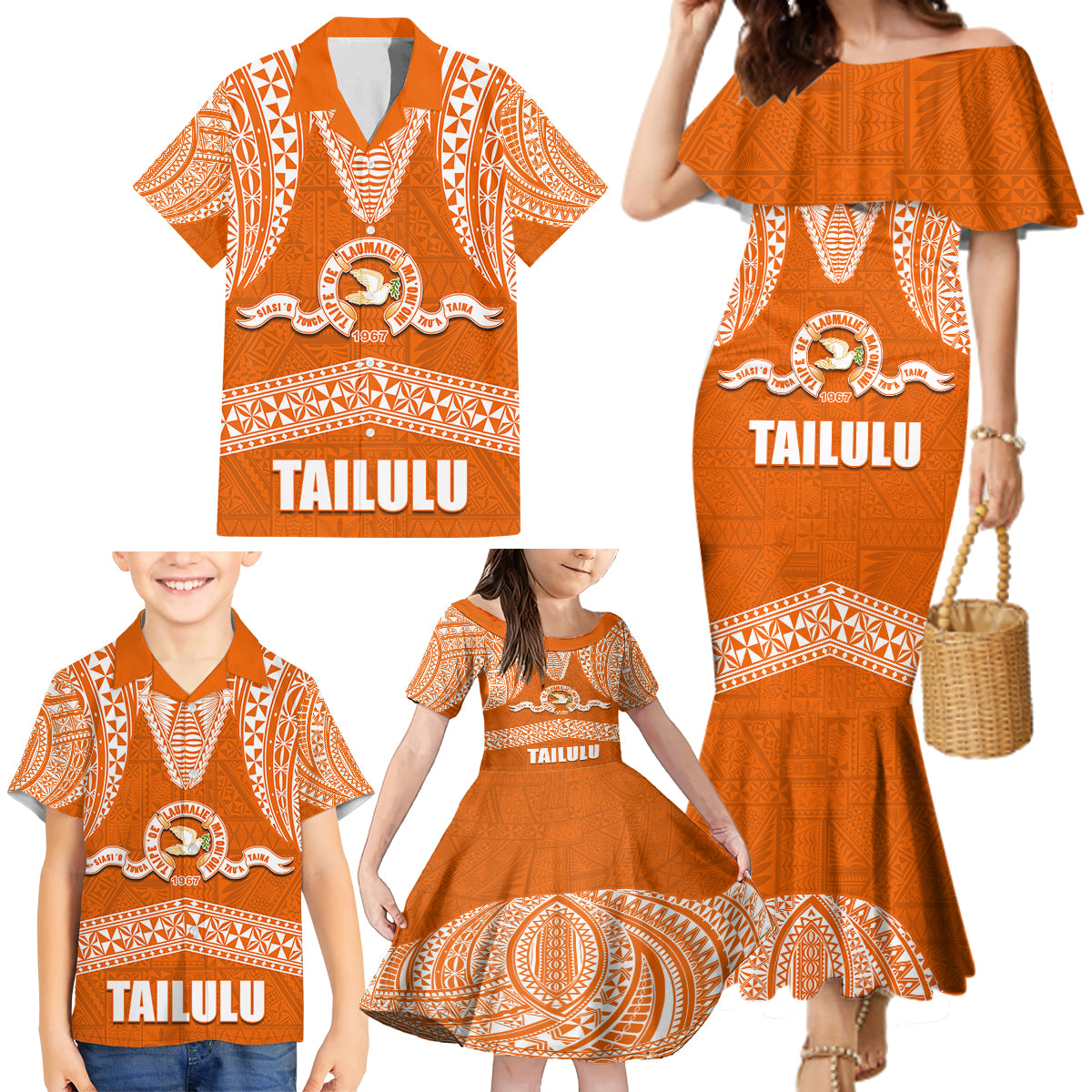 Tonga Tailulu College Family Matching Mermaid Dress and Hawaiian Shirt Traditional Ngatu and Polynesian Pattern LT03 - Polynesian Pride