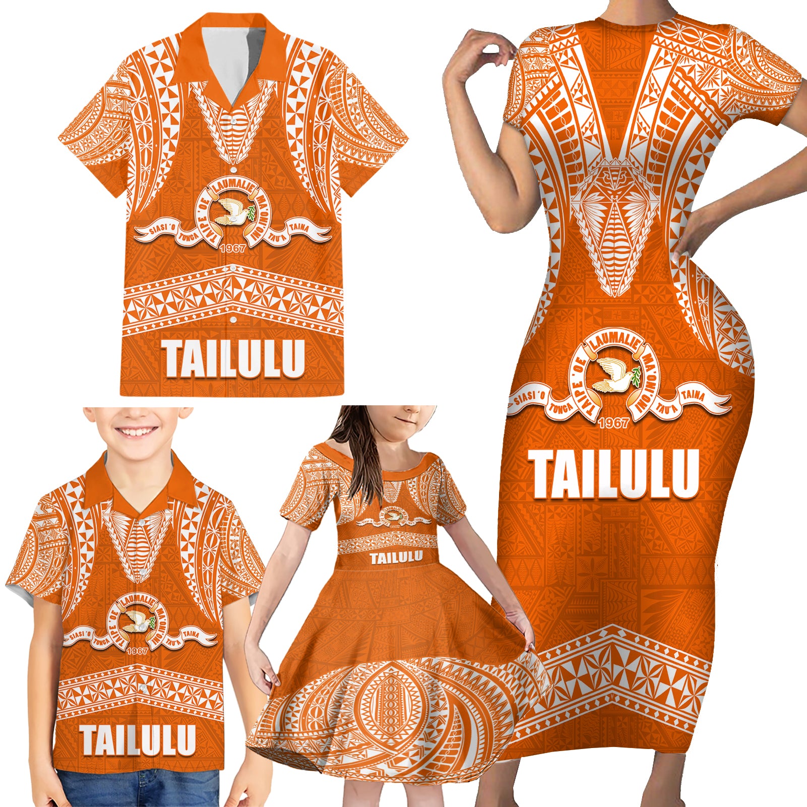 Tonga Tailulu College Family Matching Short Sleeve Bodycon Dress and Hawaiian Shirt Traditional Ngatu and Polynesian Pattern LT03 - Polynesian Pride