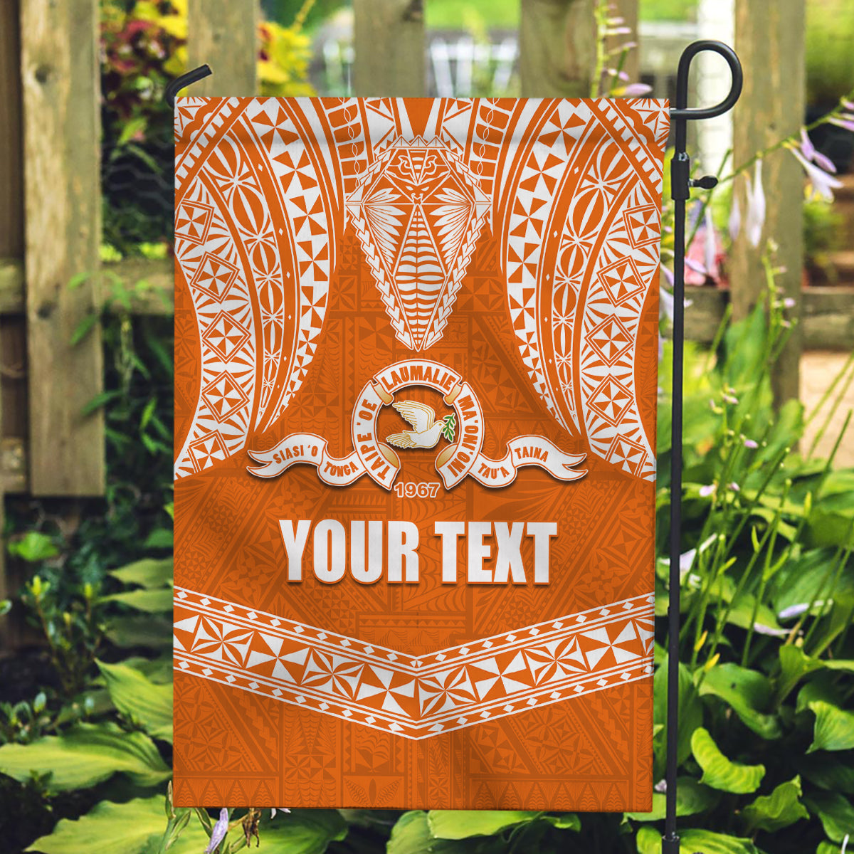 Tonga Tailulu College Garden Flag Traditional Ngatu and Polynesian Pattern LT03 Garden Flag Orange - Polynesian Pride