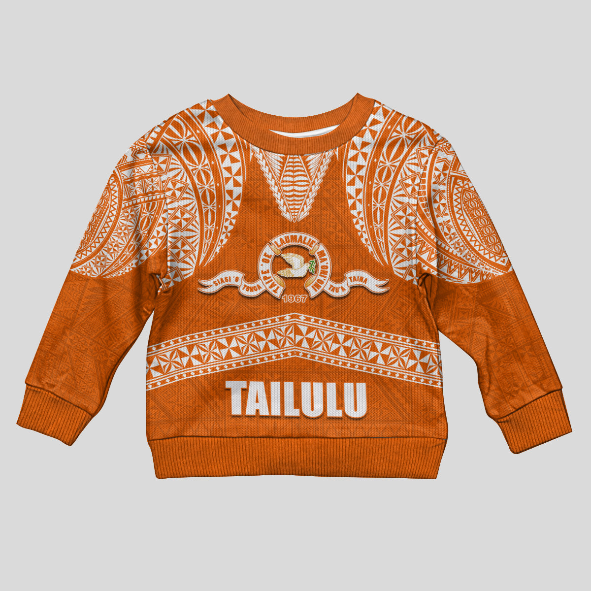 Tonga Tailulu College Kid Ugly Christmas Sweater Traditional Ngatu and Polynesian Pattern LT03 Kid Orange - Polynesian Pride