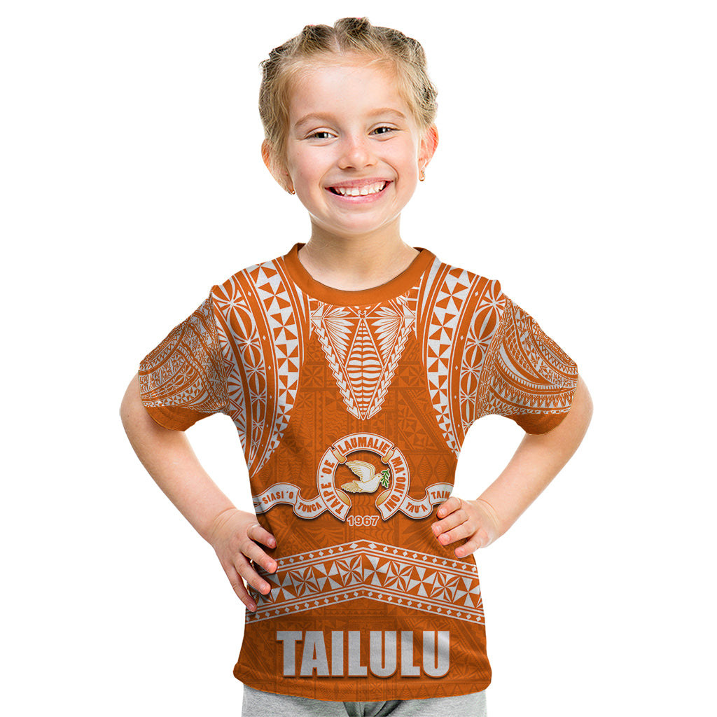 Tonga Tailulu College Kid T Shirt Traditional Ngatu and Polynesian Pattern LT03 Orange - Polynesian Pride