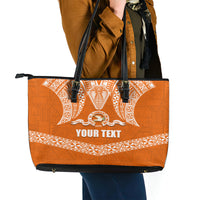 Tonga Tailulu College Leather Tote Bag Traditional Ngatu and Polynesian Pattern LT03 - Polynesian Pride