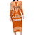 Tonga Tailulu College Long Sleeve Bodycon Dress Traditional Ngatu and Polynesian Pattern LT03 Long Dress Orange - Polynesian Pride