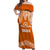 Tonga Tailulu College Off Shoulder Maxi Dress Traditional Ngatu and Polynesian Pattern LT03 Women Orange - Polynesian Pride