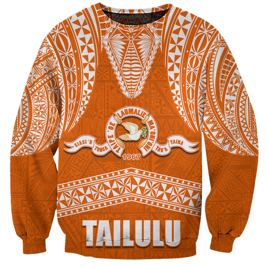 Tonga Tailulu College Sweatshirt Traditional Ngatu and Polynesian Pattern LT03 Unisex Orange - Polynesian Pride